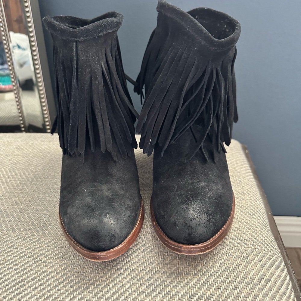 FRYE Suede Ankle Boots with Fringe